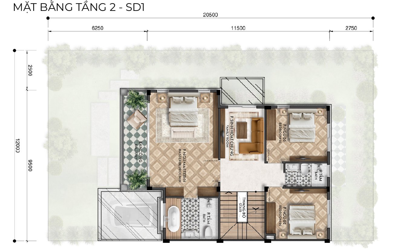 Mặt bằng tầng 2 SD1